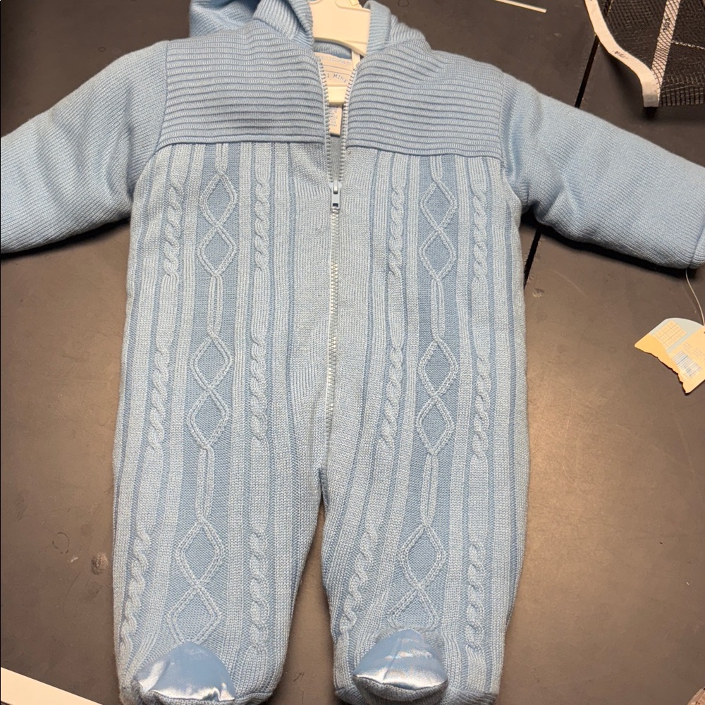 Baby Boy’s Pram Suit NWT blue knit 3/6 months